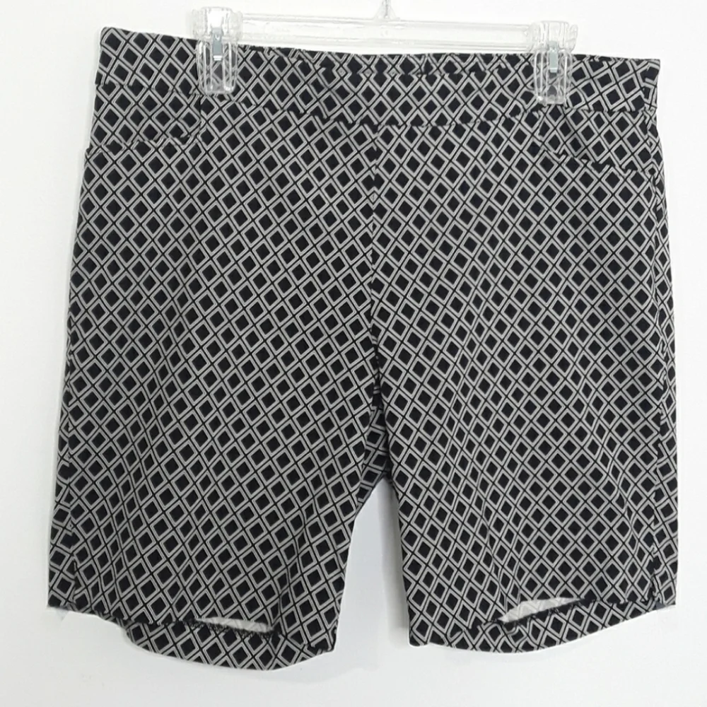 Land 'N Sea Black White Diamond Pull On Bermudas EUC sz 3X